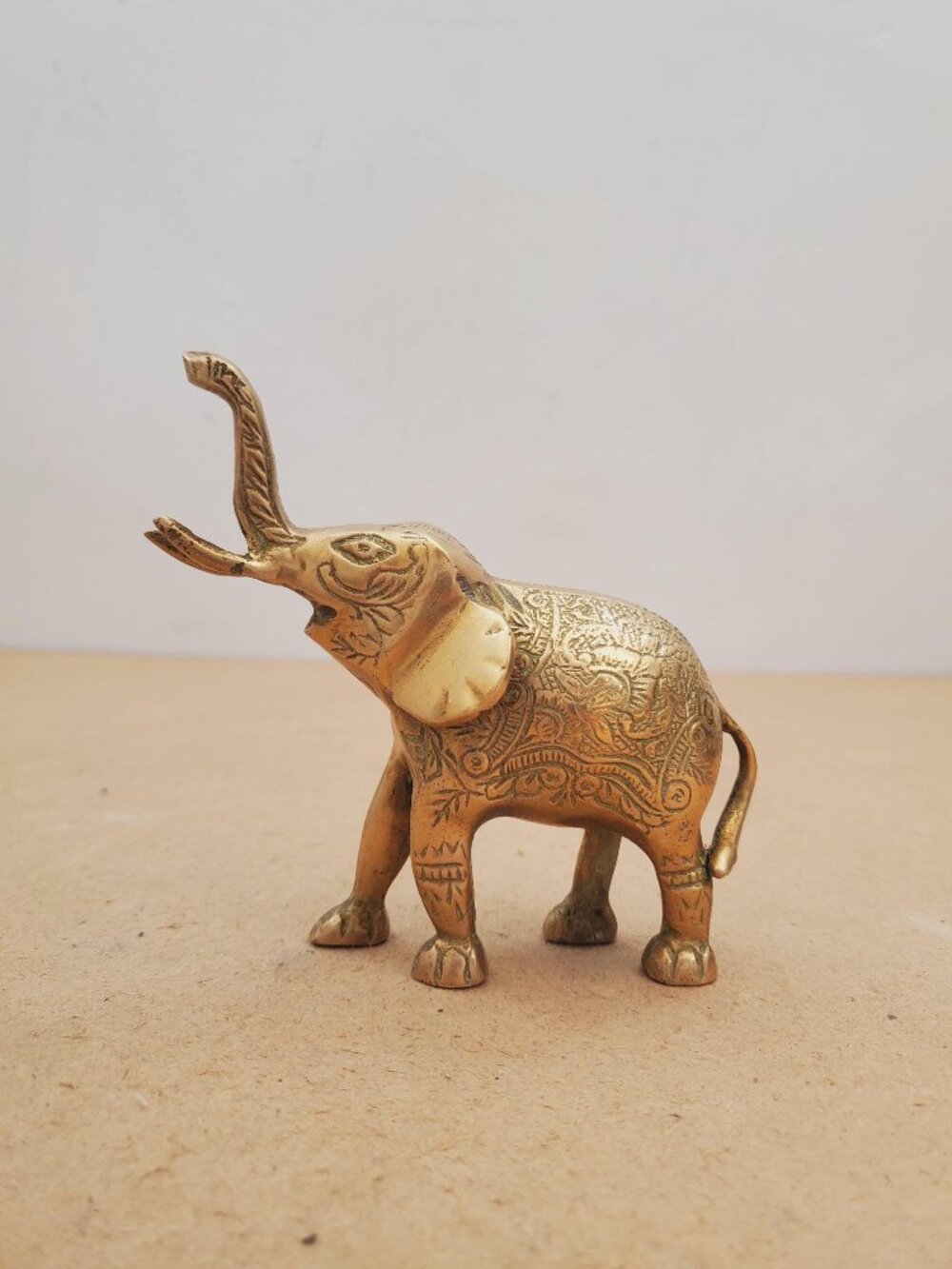 Handcrafted Solid Brass Elephant Figurine - Cute Home Decor Accent